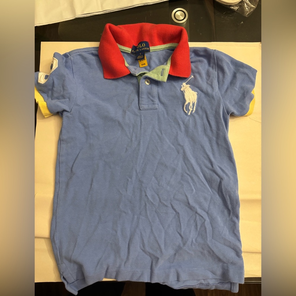 Polo by Ralph Lauren Kids Blue Polo with Red Collar